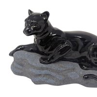 Vintage 1994 Hand-Painted Ceramic Black Panther: Sue B Signed Wildlife Figurine