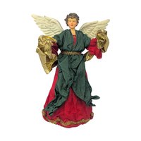 Vintage Fabric Angel Tree Topper: Christmas Holiday Decoration