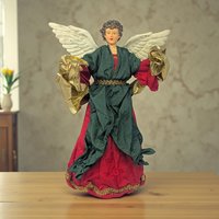 Vintage Fabric Angel Tree Topper: Christmas Holiday Decoration