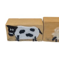 Vintage Handmade Felt Nativity Set: Wooden Block Christmas Creche