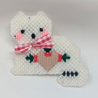 Vintage Handmade Plastic Canvas Ornaments: Needlepoint Christmas Decor Set