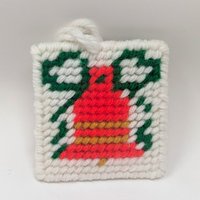 Vintage Handmade Plastic Canvas Ornaments: Needlepoint Christmas Decor Set