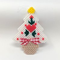 Vintage Handmade Plastic Canvas Ornaments: Needlepoint Christmas Decor Set