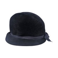 Vintage Dark Blue Wool Felt Cloche Hat: Firenze