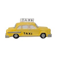 Vintage Ceramic Village Accessory Set: 4 Vehicles Bus Taxi Fire Police