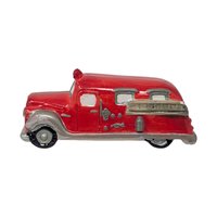 Vintage Ceramic Village Accessory Set: 4 Vehicles Bus Taxi Fire Police