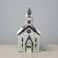 Vintage Claire Burke Ceramic Church: Handpainted Tealight Candle Holder