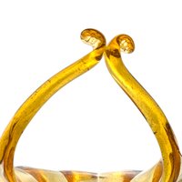 Vintage Amber Art Glass Basket with Hand-Pulled Handle