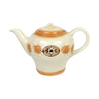 Vintage Porcelier Brown Medallion Vitreous China Teapot