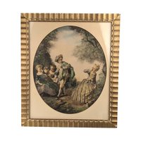 1940s Framed Nicolas Lancret Prints: The Seesaw and Dropping Hankie