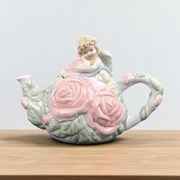 1980s Ceramic Avon Cherub Teapot