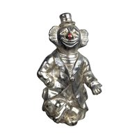Vintage Silver Tone Metal Clown Bank