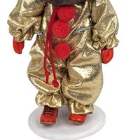 Vintage Miniature White Bear Clown Figurine with Display Stand