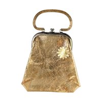 Vintage 1960s Clear Vinyl Purse with Gold Tinsel and Glitter