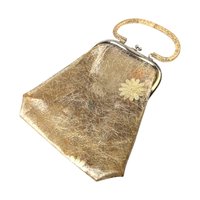 Vintage 1960s Clear Vinyl Purse with Gold Tinsel and Glitter