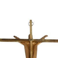 Mid-Century Modern Brass Toned Metal Crucifix Wall Hanging