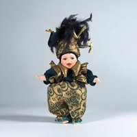 Vintage 12" Porcelain Green and Gold Mardi Gras Jester