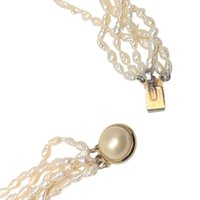 Vintage White Bead Multi-Strand Necklace: Elegant Bridal Choker with Faux Pearl Clasp