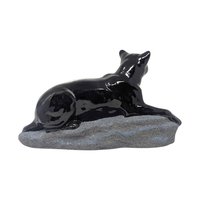 Vintage 1994 Hand-Painted Ceramic Black Panther: Sue B Signed Wildlife Figurine