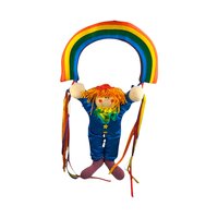 1984 Dakin Plush Clown Hanging From A Rainbow Wall Decor