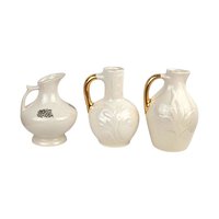 Vintage Cream & Gold Ceramic Bud Vase Trio