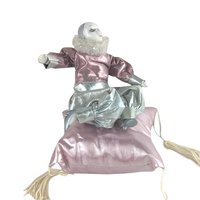 Vintage Harlequin Pink and Silver Doll on Pillow