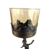 Vintage Bronze Hollywood Regency Cherub Candle Holder