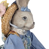 Vintage Ceramic and Cloth Mother Rabbit with Babies