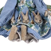 Vintage Ceramic and Cloth Mother Rabbit with Babies