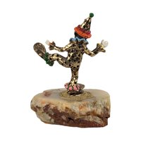 Vintage Ron Lee Dancing Pinky Clown: 24K Gold Plate & Marble