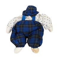 Vintage Clown Doll with Plaid and Polka Dots