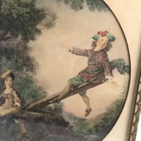 1940s Framed Nicolas Lancret Prints: The Seesaw and Dropping Hankie