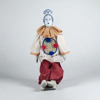 Vintage Porcelain Chinese Opera Doll with Peacock Hat
