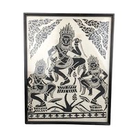 Vintage Framed Apsara Dancers on Rice Paper