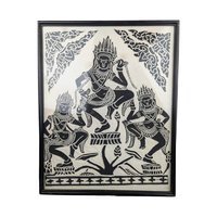 Vintage Framed Apsara Dancers on Rice Paper