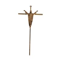 Mid-Century Modern Brass Toned Metal Crucifix Wall Hanging