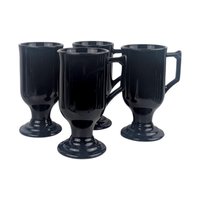 Vintage Indiana Glass Black Irish Coffee Mugs