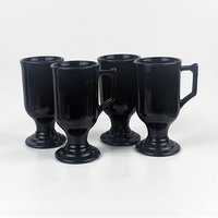 Vintage Indiana Glass Black Irish Coffee Mugs