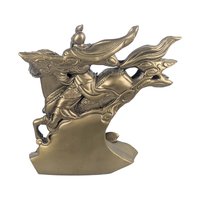 Vintage Gold Resin Asian Warrior Horse Statue