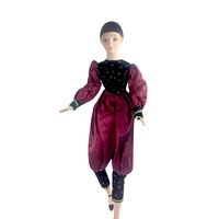 Vintage 18" Harlequin Red and Black Pierrot Doll