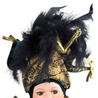 Vintage 12" Porcelain Green and Gold Mardi Gras Jester