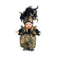 Vintage 12" Porcelain Green and Gold Mardi Gras Jester