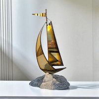 Vintage Signed Brass Sailboat Figurine