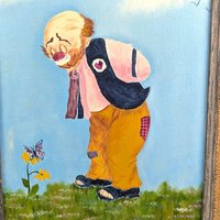 Vintage Clown Paintings Pair: