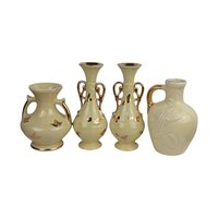 Vintage Yellow Ceramic Vases: Art Deco & MCM Gold Accents