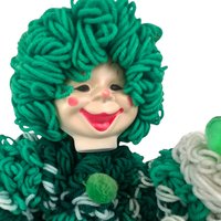 Vintage Handmade Green Yarn Sitting Clown