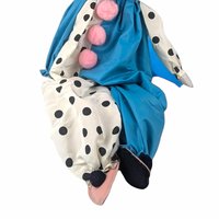 Vintage Handmade Polka Dot Clown Shelf Sitter