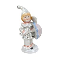 Vintage Luster Ceramic Jester Figurine Trio