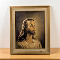 1941 Head of Christ Framed Lithograph: Kriebel and Bates