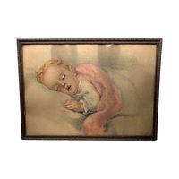 Vintage Bessie Pease Gutmann Sleeping Baby Framed Print